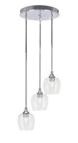 Empire 3 Light Steel Medium Pendant 15 Inch Wide by Toltec - 2143-15-1125