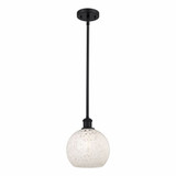 White Mouchette 1 Light Stem Hung Small Pendant 10 Inch Tall by Innovations - 516-1S-G1216-8