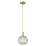 Athens 1 Light Basketweave Stem Hung Mini Pendant 10.63 Inch by Innovations - 716-1S-G122C-8
