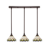3 Light Stem Hung Linear Pendant 6.5 x 27.5 Inch by Toltec 25-BN-9395 - 25-BN-9395