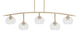 Kurve 5 Light Globe Glass Bar Island Pendant 13.5 Inch Tall by Toltec - 3745-NAB-202