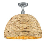 Woven Rattan 1 Light Semi Flush Mount 14.25X15.75 Inch Wide by Innovations - 516-1C-RBD-16