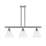 Berkshire Glass 3 Light Stem hung Island 10.5X36 Inch Wide by Innovations - 516-3I-GBC-8