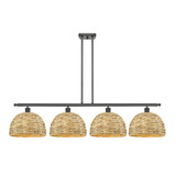 Woven Rattan 4 Light Island 11.25 Inch and 50.25 Inch Wide by Innovations - 516-4I-RBD-12