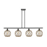 Farmhouse Rope 4 Light Stem Hung Island 10.5 X 48 Inch Wide by Innovations - 516-4I-G12-8R