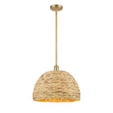 Woven Rattan 1 Light Stem Mini Pendant 13X15.75 Inch Wide by Innovations - 516-1S-RBD-16