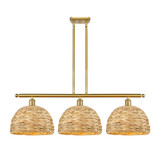 Woven Rattan 3 Light Island 11.25 Inch Tall X 38.5 Inch Wide by Innovations - 516-3I-RBD-12
