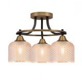 Paramount 3 Light Dome Semi Flush Mount 12.75 Inch X 14 Inch Wide by Toltec - 3417-4613