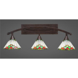 Bow 3 Light Art Glass Vanity Light 29.25 Inch Length by Toltec - 173--1025-2925