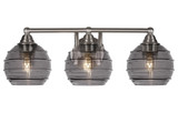 Paramount 3 Light Ribbed Glass Vanity Light 22.5 Inch Length by Toltec - 3423-BN-5110