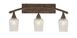 Bow 3 Light Textured Glass Vanity Light 26.5 Inch Length by Toltec - 207-173-135-42
