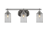 Odyssey 3 Light Square Glass Vanity Light 25.75 Inch Length by Toltec - 2613-BN-530