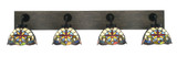 Oxbridge 4 Light Art Glass Vanity Light 37.5 Inch Length by Toltec - 1774-MBDW-9355