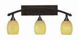 Bow 3 Light Linen Glass Vanity Light 26 Inch Length by Toltec - 173-85-1225-26