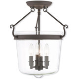 Rockford 3 Light 12 Inch Wide Semi Flush Mount by Livex - 50483