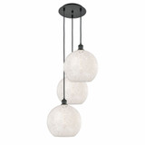 White Mouchette 3 Cord Hung Large Pendant 13.5 Inch Tall by Innovations - 113B-3P-G1216-12