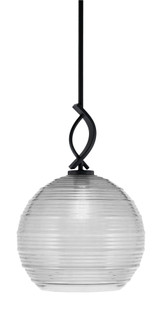 Cavella 1 Light Ribbed Glass Medium Pendant 17.5 Inch Tall by Toltec - 3901-MB-5130