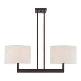 Hayworth 2 Light Linear Chandelier with Fabric Shades by Livex - 42403