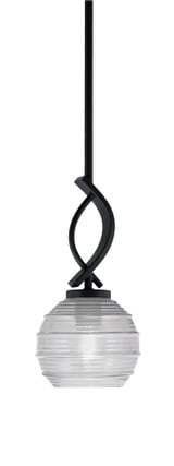 Cavella 1 Light Ribbed Glass Small Pendant 12 Inch Tall by Toltec - 3901-MB-5110