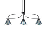 Cavella 3 Light Art Glass Small Island Pendant 39.25 Inch Length by Toltec - 3936-MB-9115