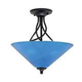 Capri 3 Light 16 Inch Wide Steel Semi Flush Mount by Toltec - 909