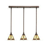 3 Light Stem Hung Linear Pendant 7.25 x 27 Inch Length by Toltec 25-BN-9185 - 25-BN-9185