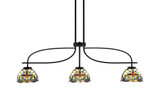 Cavella 3 Light Down Glass Small Island Pendant 39.25 Inch Length by Toltec - 3936-MB-9355