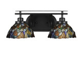 Odyssey 2 Light Art Glass Vanity Light 18.25 Inch Length by Toltec - 2612-BN-9955
