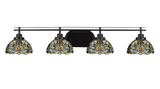 Odyssey 4 Light Art Glass Vanity Light 40.5 Inch Length by Toltec - 2614-BN-9905