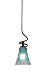 Capri 1 Light Fluted Glass Mini Stem Hung Pendant 16.75 Inch Tall by Toltec - 901-BN-725