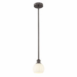 White Venetian 1 Light Stem Hung Mini Pendant 7.5 Inch Tall by Innovations - 616-1S-G1217-6