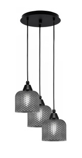 Array 3 Light Textured Glass Medium Pendant 12.5 Inch Wide by Toltec - 1818-MB-12.5