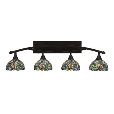 Bow 4 Light Kaleidoscope Glass Vanity Light 40 Inch Length by Toltec - 174--115-40