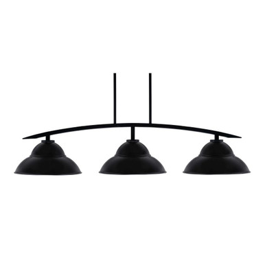 Kurve 3 Light Steel Island Pendant 10.25 Inch Tall by Toltec - 3736-MB-42