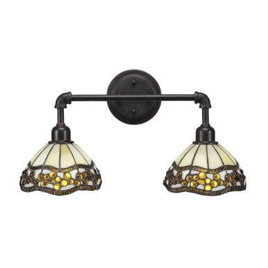 Vintage 2 Light Steel Vanity Light 20.5 Inch Length by Toltec - 182-DG-9975