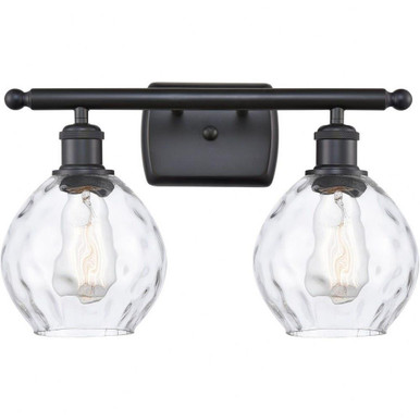Waverly 2 Light Small Vanity Light 16 Inch Wide by Innovations - 516-2W-BK-G362
