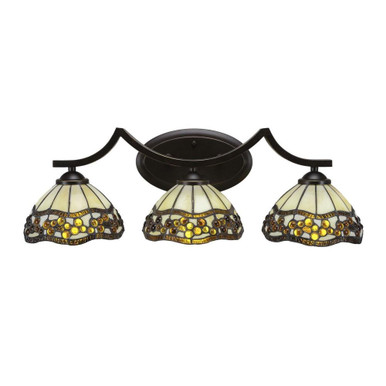 Zilo 3 Light Steel Vanity Light 8.5 Inch Tall by Toltec - 553--85-2425