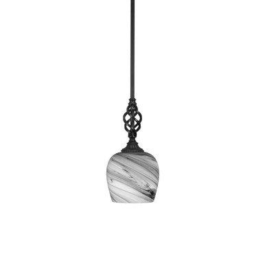 Elegante 1 Light Steel Small Pendant 11.5 Inch Tall by Toltec - 80-6-115