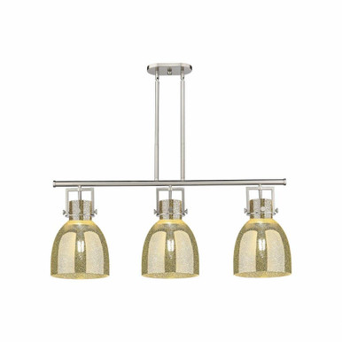 Newton Bell 3 Light Stem Hung Island 41.5 Inch Wide by Innovations - 411-3I-SN-G412-10ME