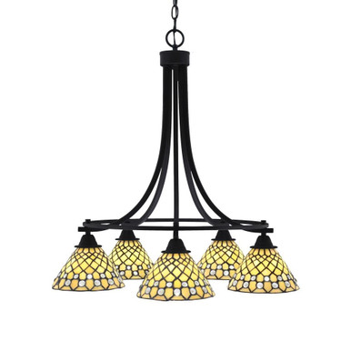 Paramount 5 Down Light Medium Chandelier with Art Glass by Toltec - 3415-MB-9415