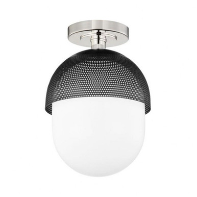 Nyack 1 Light Semi Flush Mount 12.5 Inch Tall and 9 Inch by Hudson Valley - 6110-PN/BK