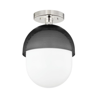 Nyack 1 Light Semi Flush Mount 12.5 Inch Tall and 9 Inch by Hudson Valley - 6110-PN/BK
