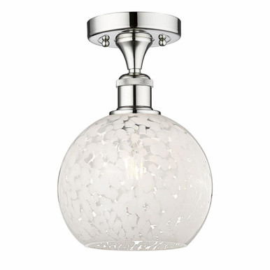 White Mouchette 1 Light 8 Inch Wide Semi Flush Mount by Innovations - 616-1F-G1216-8