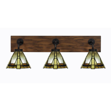 Oxbridge 3 Light Art Glass Vanity Light 27.75 Inch Length by Toltec - 1773-MBWG-9345