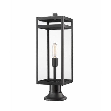 Nuri 1 Light Outdoor Pier Mount 23.5 x 7.5 Inches by Z-Lite - 596PHBR-553PM-BK