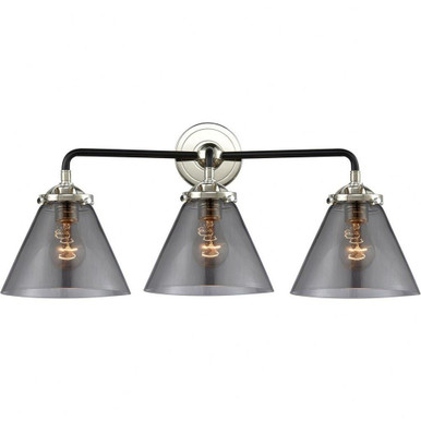 Large Cone 3 Light Transitional Vanity Light by Innovations - 284-3W-BPN-G43