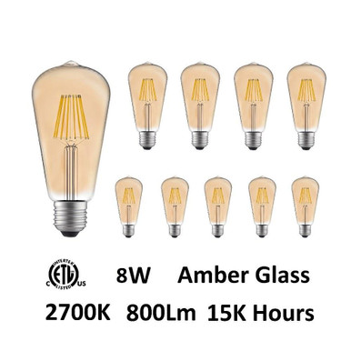 4W ST19 LED Bulb (Set of 10) 5.9 Inches Tall by CWI ST19K2700W8-10 - ST19K2700W8-10