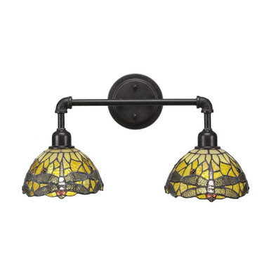 Vintage 2 Light Vanity Light 10.25 Inch Tall by Toltec - 182-DG-9465
