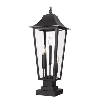 Gannon 3 Light Outdoor Pier Mount 27.75 x 10 Inches by Z-Lite - 5008PHBS-SQPM-BK