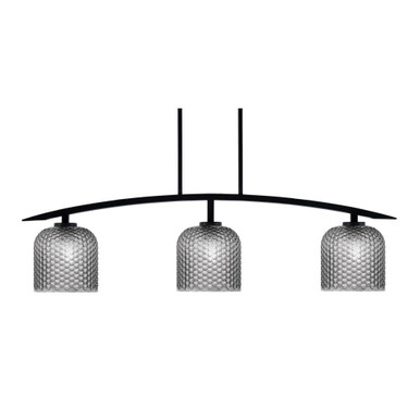 Kurve 3 Light Steel Island Pendant 11.5 Inch Tall by Toltec - 3736-MB-491